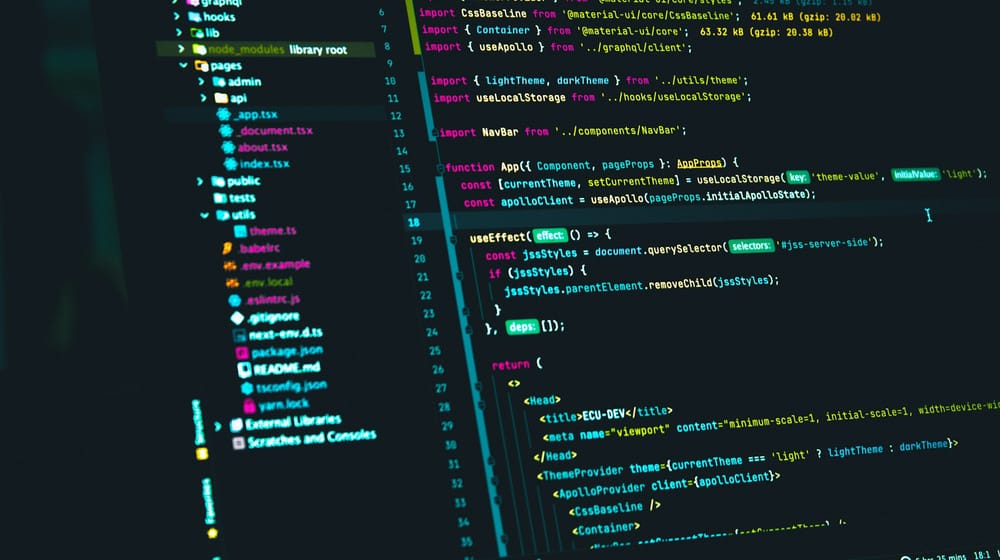 Code editor showing React source code for a Next.js App Router layout file