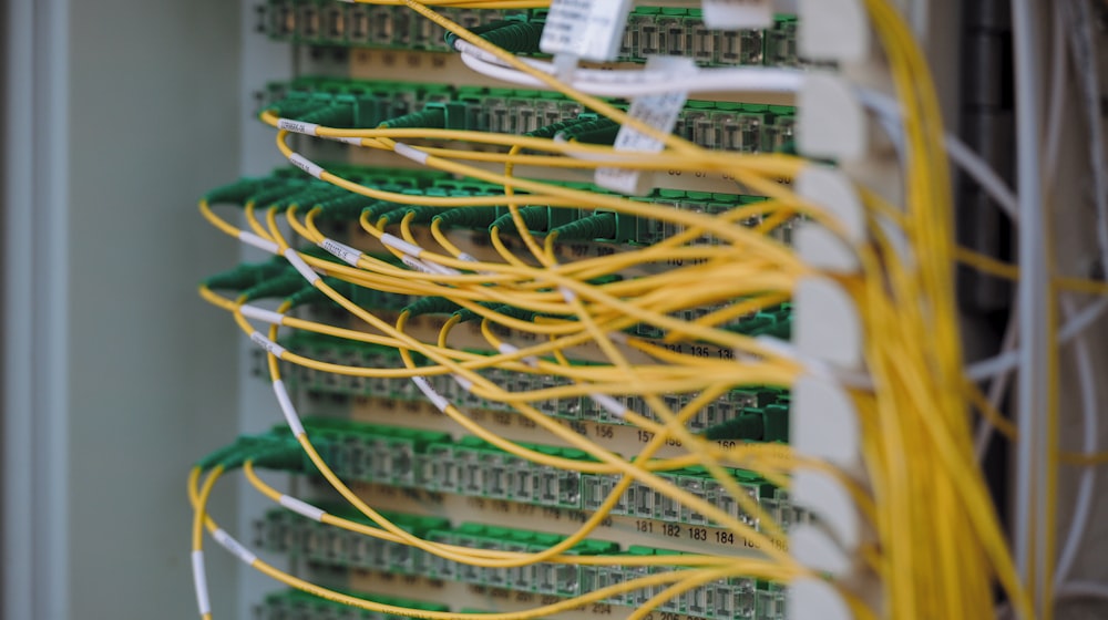 Network cables neatly routed in a server rack