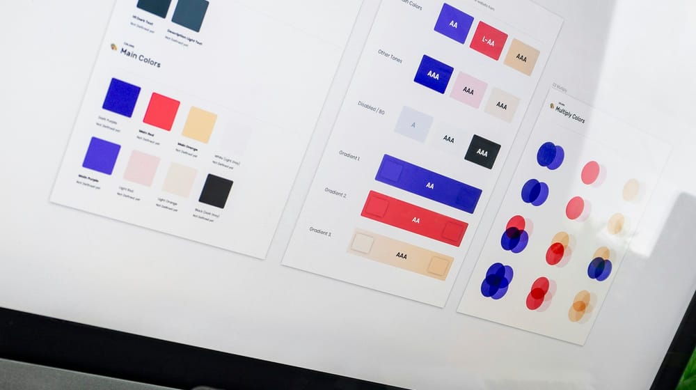 iPad displaying colour swatches and UI components ready for animated view transitions