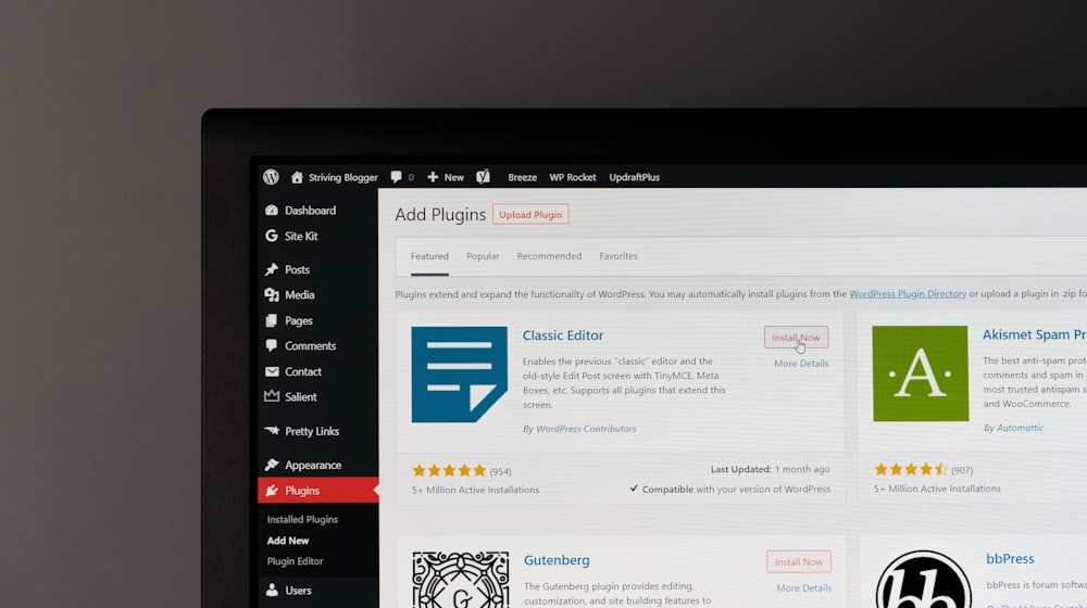 Website interface icons and navigation elements on a screen